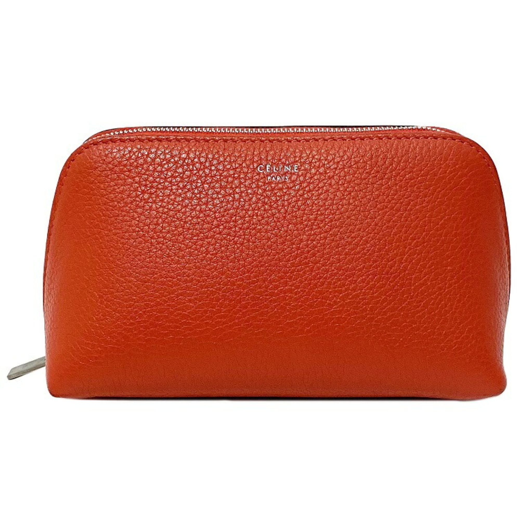 Celine Pouch Red S-Al 1112 Leather Ladies